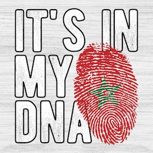 It's in my DNA Morocco Flag Fingerprint PNG Sublimation design download for shirts, Mugs, Print-on-demand PNG, Digital download