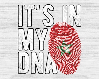 It's in my DNA Morocco Flag Fingerprint PNG Sublimation design download for shirts, Mugs, Print-on-demand PNG, Digital download