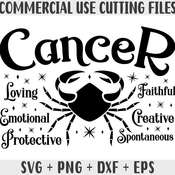 Cancer SVG, Zodiac SVG, Zodiac Signs Clipart SVG, Gift For Cancer Png, Horoscope Gift Svg Cricut Cut Files, Silhouette Cameo Dxf