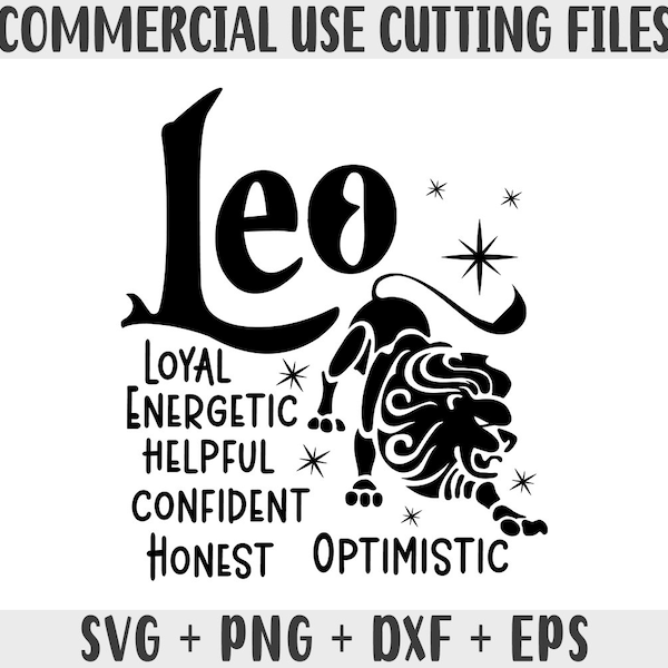 Leo SVG, Zodiac SVG, Zodiac Signs Clipart SVG, Gift For Leo Png, Horoscope Gift Svg Cricut Cut Files, Silhouette Cameo Dxf