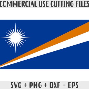 Puede incluir: Una bandera azul con un sol blanco y una franja diagonal naranja y blanca. La bandera es una ilustración digital de la bandera de las Islas Marshall.