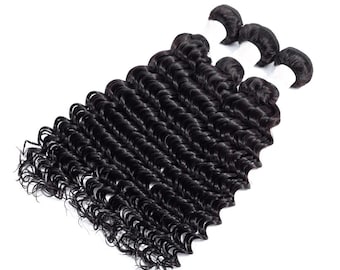 3 Bundle Deals: 10A Brazilian Deep Wave 100% Unprocessed Human Hair