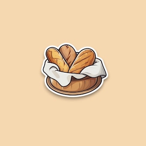 Adesivi cestino di pane / Adesivo per pane bianco / Pagnotta di pane / Adesivo baguette / Adesivo per laptop / Adesivo per diario / Lucido + Trasparente