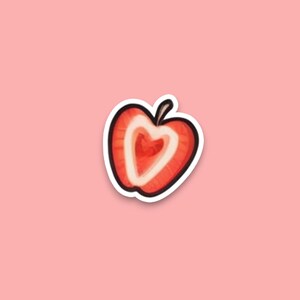 Strawberry Heart Sticker | Cartoon Strawberry | Fruit Stickers | Laptop Sticker | Journal Sticker | Glossy + Clear