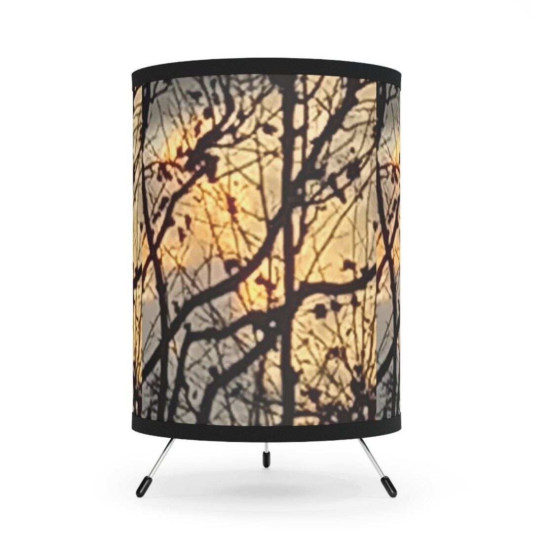 Tripod Lamp With Highres Printed Shade USCA Plug Etsy