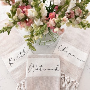 Personalized Turkish Hand Towels, Kitchen Towels, Wedding Gift, Bachelorette Gift, Custom Turkish Towel, Tea Towels, House Warming Gift