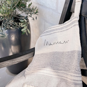 Striped Natural Apron with adjustable neck| Mothers Day Gift | Birthday Gift| Gardening Apron| Cooking| Baking|