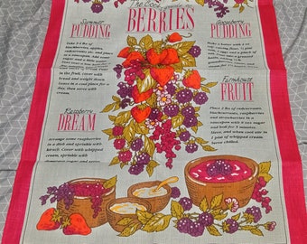 Cook's Guide to Cooking Irish Linen Tapestry Wall Hanging Berries Recipes