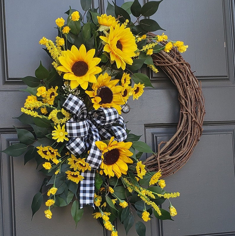 Sunflower Wreath Spring Wreath Summer Wreath Floral Wreath Etsy