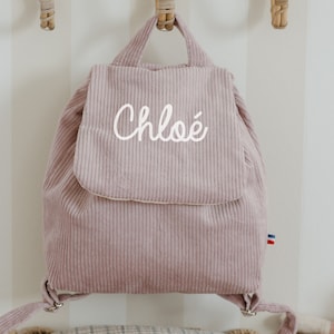 Customizable lilac corduroy backpack