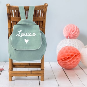 Sac à dos enfant personnalisable en lin menthe