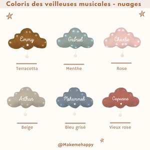 Veilleuse musicale personnalisé avec prénom Collaboration avec babyatoutprix coussin nuage musicale personnalisé bébé image 3