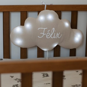 Musical cloud night light in beige double cotton gauze