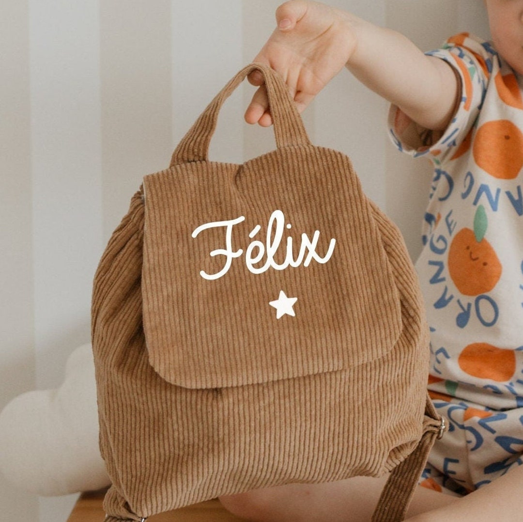 Sac à Dos Fille Avec Bretelles Reglables Toile Coton Et Tissu Au Choix Liberty  Prenom Ou Initiale