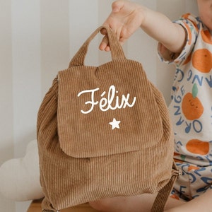 Sac à dos velours côtelé marron clair personnalisable