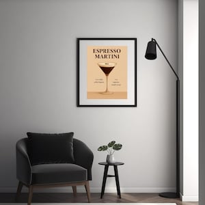 Póster de cóctel Espresso Martini - Póster digital para cocina - Arte imprimible de verano - Decoración elegante para bar - Arte mural imprimible