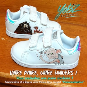 CUSTOMIZATION SNEAKERS for children - Painting on the theme of your choice - Size 11 to 3,5 for kids (US size)