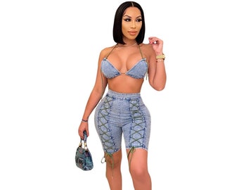 Two piece jean sales outfit