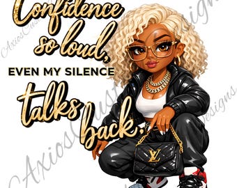 Chibi PNG Design – Glam Boss Babe, Luxury Streetwear Diva (Digital Download)