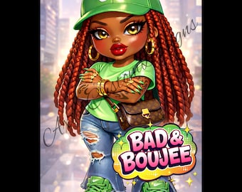 Bad Boujee Chibi Girl PNG | Urban Streetwear Fashion Clipart (Digital Download)