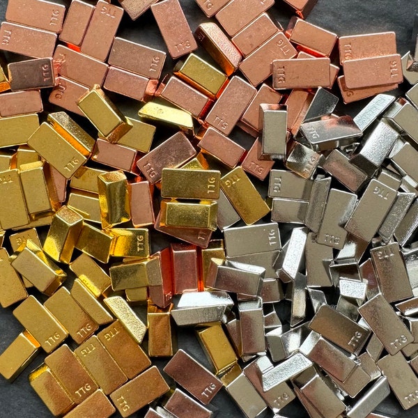 40x Metal Ingot, GoldBar Shape for Board Game D&D Resource Tokens, Copper Silver color, Miniature Components