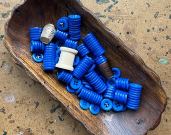 165x Patchwork Board Game Tokens, Real Buttons, Copper Thimbles & Wooden Spool, Hand Sewn/Handstitched