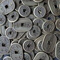 Generic Board Game Coin, Ancient Japan Themed Money Token, Japanese Mon, Metal Upgrade, Aged Bronze Color (Double-Sided)