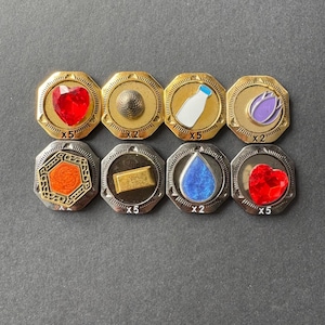 25x Multiplier Tokens for Board Games, Ark Nova, Wyrmspan, Black&Gold, Double-sided (x2, x5 on each side)
