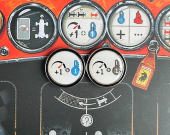 2x Heat Board Game Tokens, Adrenaline Upgrade Metal Token, Pedal to the Metal, Double Sided