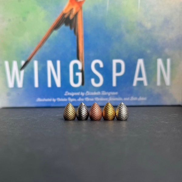 60x Metal Dragon Eggs, Upgrade Tokens for Wingspan Wyrmspan (Available in 5 Colors), Free Self-Standing Red Velvet Storage Pouch Included