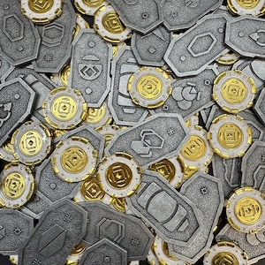 16x Metal Kessel Sabacc Shift Tokens Full Set, Star Wars Outlaws Sabacc Heavy Game Props, Double Sided