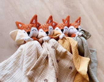 Mein entzückendes Häkel-Kuscheltier Otto der Fuchs-Handgefertigtes Fuchs-Häkel-Kuscheltier-Baby-Kuscheltier-Doppel-Baumwollgas-Geburtsgeschenk-Weihnachtsgeschenk