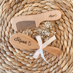 My first brush and comb duo - Personalized wooden baby hair brush - birth gift - Soft bristle brush - Baptism gift - Christmas gift