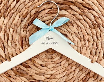 Personalized baby-children hanger - Engraved white hanger