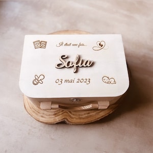 My personalized souvenir box first name carved wood - personalized birth gift idea - baptism gift idea - baby gift - Christmas gift