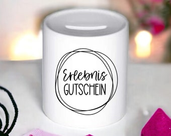 Spardose "ErlebnisGutschein"  - Sparbüchse - Sparschwein - Gutschein - Geschenk - Geldbox - Geldgeschenk