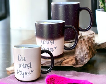 Zaubertasse "Du wirst Papa"  - Farbwechseltasse mit Glitzerpartikeln