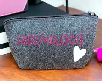 Cosmetic bag Herzmensch - toiletry bag - make-up bag - bag with name - bag for everything - as a gift