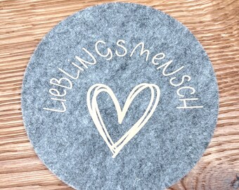 Felt coaster "favorite person" - coaster personalized - cup coaster - gift - glass coaster