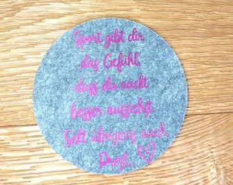 Felt coaster "Sport gives you the feeling..." - Coaster personalized - Cup coaster - Gift - Glass coaster