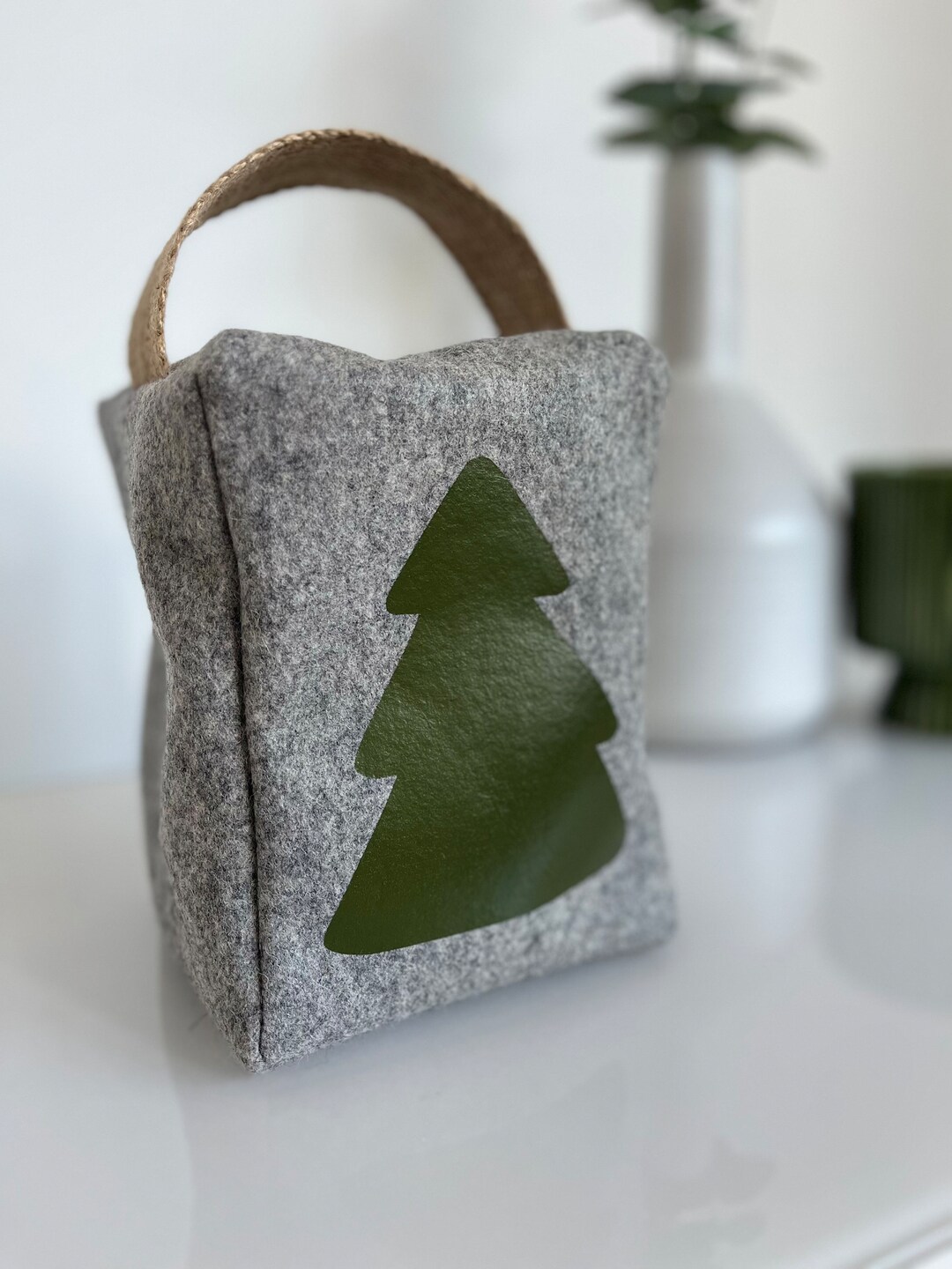 Grey Wool Door Stop Christmas Tree Door Stop Christmas Gift Etsy UK