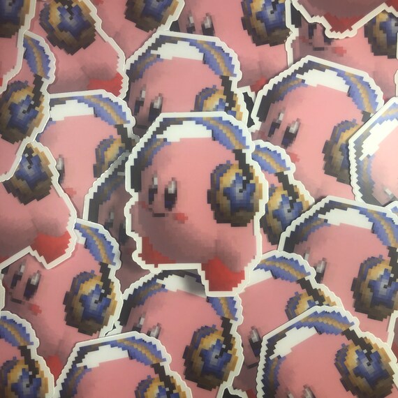 Kirby With Headphones Sticker Etsy