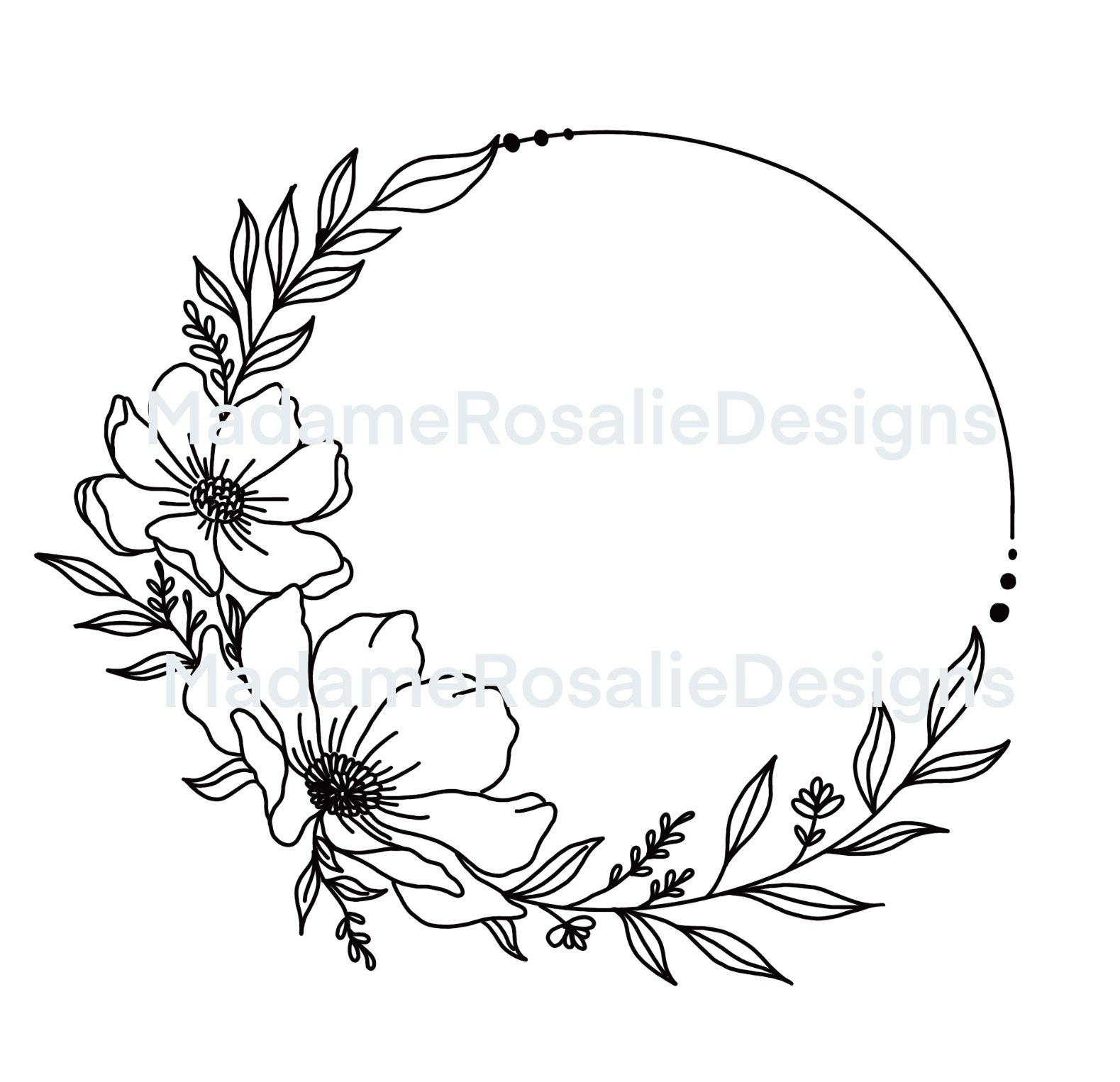 Simple Flower Wreath PNG Flower Wreath Simple - Etsy