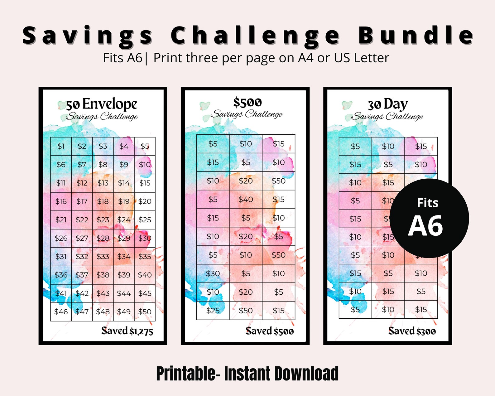 Mini Savings Challenge Printable Savings Challenge Bundle A6 Etsy UK Mini Savings Challenge Printable Savings Challenge Bundle A6 Etsy UK