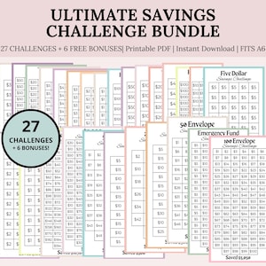 Mini Savings Challenge Printable, Savings Challenge Bundle| A6 Savings Challenge, Monthly Money Savings Tracker| Cash Budget Challenges