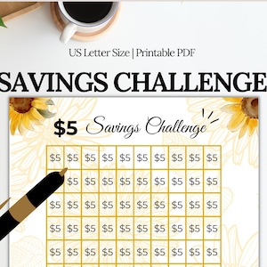 5 Dollar Savings Challenge| Save 500 Dollars Challenge| Save 500 Dollars In 100 Days | Cash Tracker| Money Dollar Savings Tracker Printable