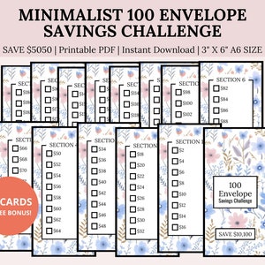 100 Envelope Challenge| 100 Envelope Savings Challenge|  10K Savings Challenge| A6 Savings Challenge| Low Income Savings Challenge Printable