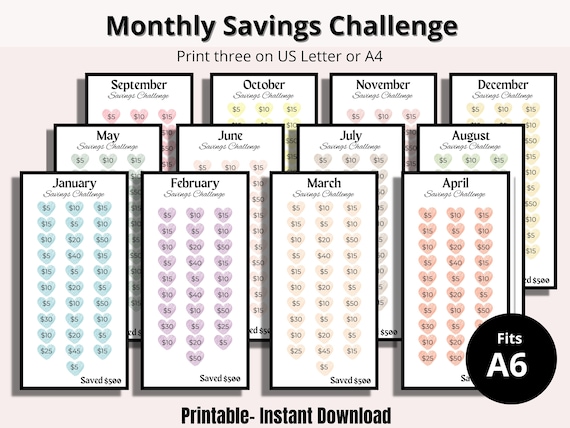 ★うさこ★ A6リフィル　savings challenge ☆うさこ☆ A6リフィル savings challenge Bundle 12 Printable