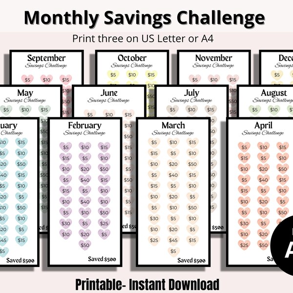 Savings Printable - Etsy