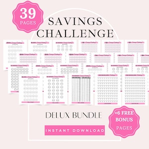 Savings Challenge Printable, Delux Savings Challenge Bundle| Savings Challenge, Monthly Money Savings Tracker| Cash Budget Challenges